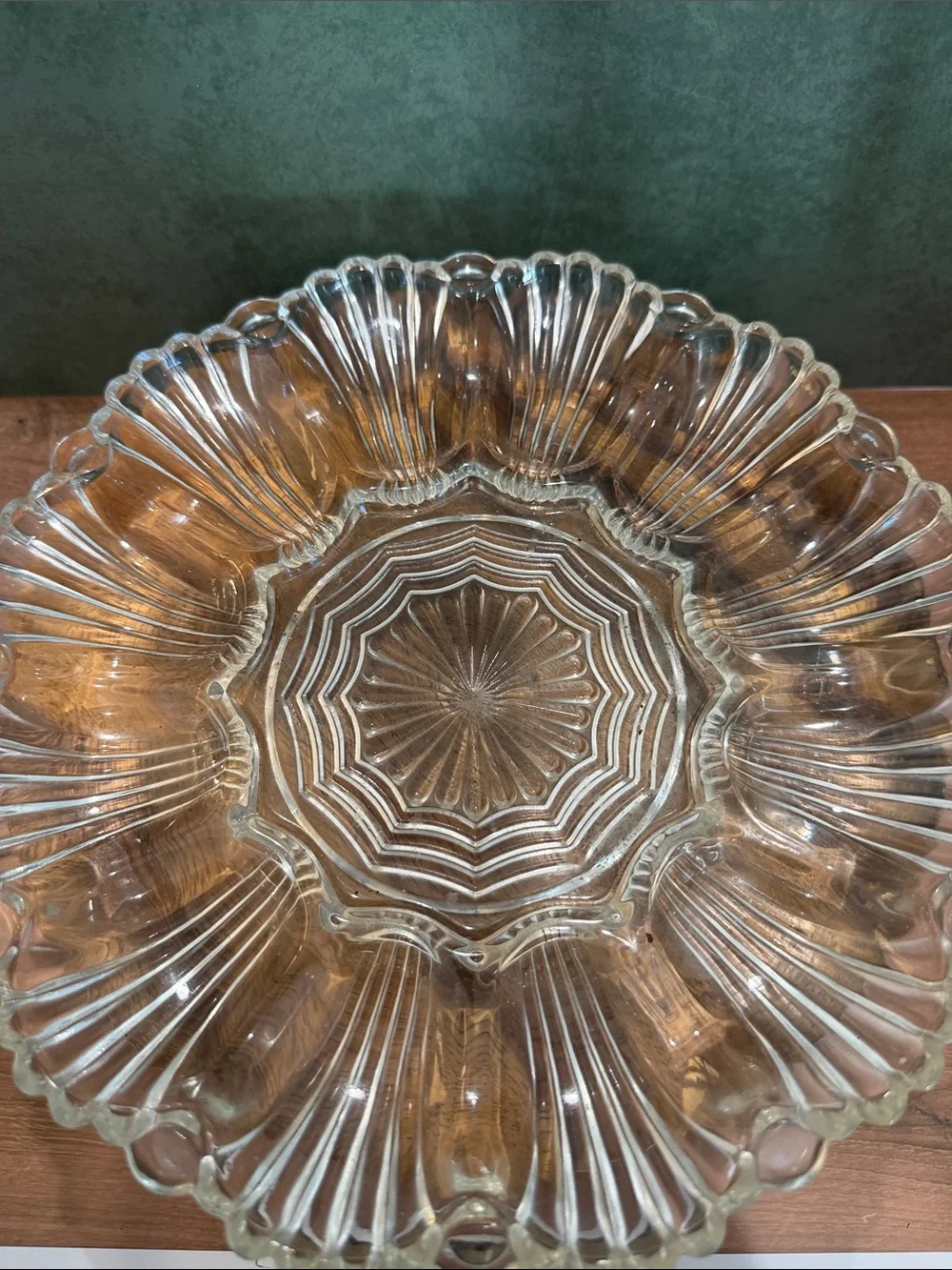 Anchor Hocking Clear Pressed Glass Scalloped Serving Bowl